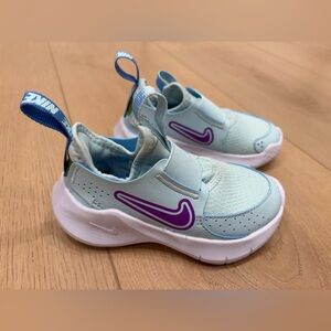 Nike Flex Runner 3 Kids Girls Aqua and Purple Slip-On Sneakers Size 8C